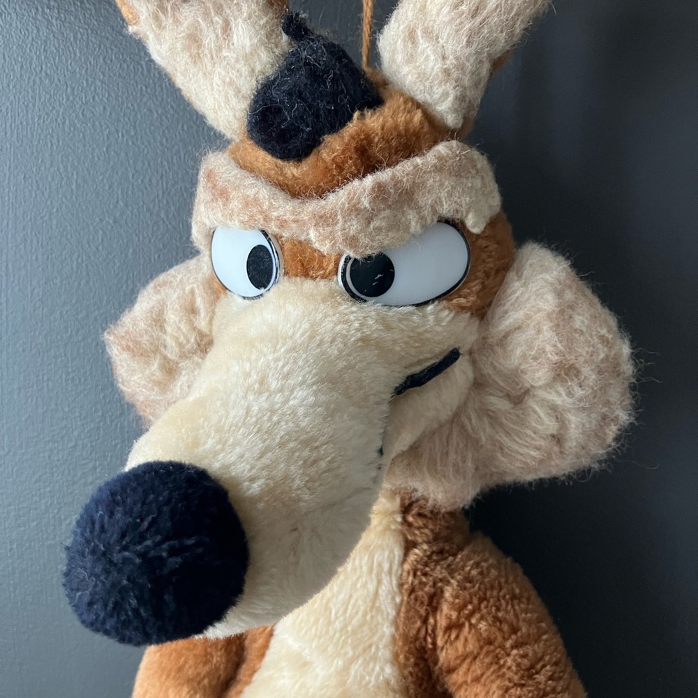 70s Vintage Looney Tunes Wile E Coyote 18'' Plush Warner Bros Stuffed Animal Toy